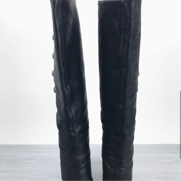 Vince Camuto Almay Womens Size 8 B Wedge Knee High Leather Boots Cuff Buttons - Picture 5 of 10